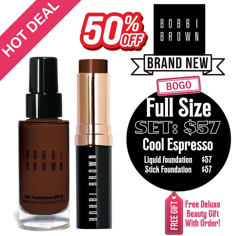 Bobbi Brown EspressoSkin Liquid & Stick Foundation Set NEW $120 MSRP -  50% OFF